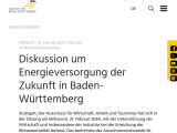 Vorschaubild: Diskussion um Energieversorgung der Zukunft in Baden-Württemberg