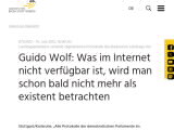 Vorschaubild: Guido Wolf: Was im Internet nicht verfügbar ist, wird man schon bald nicht mehr als existent betrachten