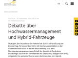 Vorschaubild: Debatte über Hochwassermanagement und Hybrid-Fahrzeuge