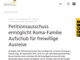 Vorschaubild: Petitionsausschuss ermöglicht Roma-Familie Aufschub für freiwillige Ausreise