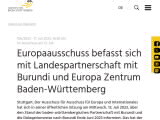 Vorschaubild: Europaausschuss befasst sich mit Landespartnerschaft mit Burundi und Europa Zentrum Baden-Württemberg