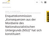 Vorschaubild: Enquetekommission „Konsequenzen aus der Mordserie des Nationalsozialistischen Untergrunds (NSU)“ hat sich konstituiert