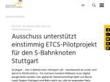 Vorschaubild: Ausschuss unterstützt einstimmig ETCS-Pilotprojekt für den S-Bahnknoten Stuttgart