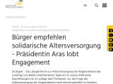 Vorschaubild: Bürger empfehlen solidarische Altersversorgung - Präsidentin Aras lobt Engagement