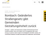 Vorschaubild: Rombach: Geändertes Straßengesetz gibt Gemeinden Gestaltungshoheit zurück