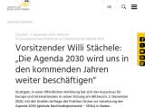 Vorschaubild: Vorsitzender Willi Stächele: „Die Agenda 2030 wird uns in den kommenden Jahren weiter beschäftigen“