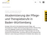 Vorschaubild: Akademisierung der Pflege- und Therapieberufe in Baden-Württemberg