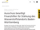 Vorschaubild: Ausschuss bewilligt Finanzhilfen für Stärkung des Wasserstoffstandorts Baden-Württemberg