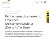 Vorschaubild: Petitionsausschuss erreicht Erhalt der Kreisverkehrsskulptur „Dreispitz“ in Binzen