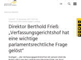 Vorschaubild: Direktor Berthold Frieß: „Verfassungsgerichtshof hat eine wichtige parlamentsrechtliche Frage gelöst“