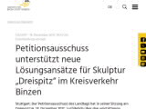 Vorschaubild: Petitionsausschuss unterstützt neue Lösungsansätze für Skulptur „Dreispitz“ im Kreisverkehr Binzen
