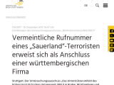 Vorschaubild: Vermeintliche Rufnummer eines „Sauerland“-Terroristen erweist sich als Anschluss einer württembergischen Firma