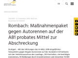 Vorschaubild: Rombach: Maßnahmenpaket gegen Autorennen auf der A81 probates Mittel zur Abschreckung