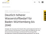 Vorschaubild: Deutlich höherer Wasserstoffbedarf für Baden-Württemberg bis 2040