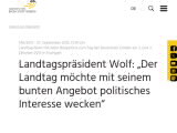 Vorschaubild: Landtagspräsident Wolf: „Der Landtag möchte mit seinem bunten Angebot politisches Interesse wecken“