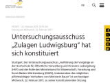 Vorschaubild: Untersuchungsausschuss „Zulagen Ludwigsburg“ hat sich konstituiert
