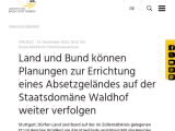 Vorschaubild: Land und Bund können Planungen zur Errichtung eines Absetzgeländes auf der Staatsdomäne Waldhof weiter verfolgen