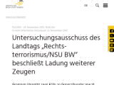 Vorschaubild: Untersuchungsausschuss des Landtags „Rechts-terrorismus/NSU BW“ beschließt Ladung weiterer Zeugen