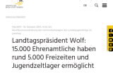 Vorschaubild: Landtagspräsident Wolf: 15.000 Ehrenamtliche haben rund 5.000 Freizeiten und Jugendzeltlager ermöglicht