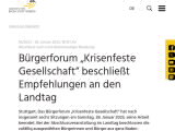 Vorschaubild: Bürgerforum „Krisenfeste Gesellschaft“ beschließt Empfehlungen an den Landtag