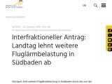 Vorschaubild: Interfraktioneller Antrag: Landtag lehnt weitere Fluglärmbelastung in Südbaden ab