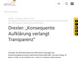 Vorschaubild: Drexler: „Konsequente Aufklärung verlangt Transparenz“