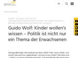 Vorschaubild: Guido Wolf: Kinder wollen‘s wissen – Politik ist nicht nur ein Thema der Erwachsenen