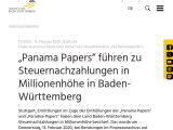 Vorschaubild: „Panama Papers“ führen zu Steuernachzahlungen in Millionenhöhe in Baden-Württemberg