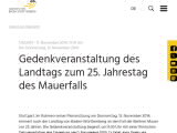 Vorschaubild: Gedenkveranstaltung des Landtags zum 25. Jahrestag des Mauerfalls