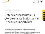 Vorschaubild: Untersuchungsausschuss „Polizeieinsatz Schlossgarten II“ hat sich konstituiert