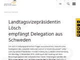 Vorschaubild: Landtagsvizepräsidentin Lösch empfängt Delegation aus Schweden