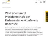 Vorschaubild: Wolf übernimmt Präsidentschaft der Parlamentarier-Konferenz Bodensee