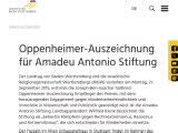 Vorschaubild: Oppenheimer-Auszeichnung für Amadeu Antonio Stiftung