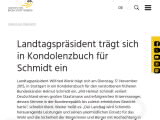 Vorschaubild: Landtagspräsident trägt sich in Kondolenzbuch für Schmidt ein