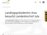 Vorschaubild: Landtagspräsidentin Aras besucht Landesbischof July