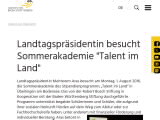 Vorschaubild: Landtagspräsidentin besucht Sommerakademie "Talent im Land"
