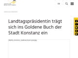 Vorschaubild: Landtagspräsidentin trägt sich ins Goldene Buch der Stadt Konstanz ein