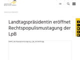 Vorschaubild: Landtagspräsidentin eröffnet Rechtspopulismustagung der LpB