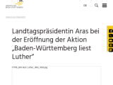 Vorschaubild: Landtagspräsidentin Aras bei der Eröffnung der Aktion „Baden-Württemberg liest Luther“