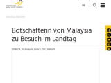 Vorschaubild: Botschafterin von Malaysia zu Besuch im Landtag