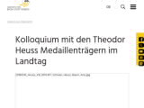 Vorschaubild: Kolloquium mit den Theodor Heuss Medaillenträgern im Landtag