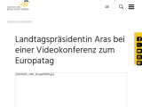Vorschaubild: Landtagspräsidentin Aras bei einer Videokonferenz zum Europatag