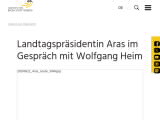 Vorschaubild: Landtagspräsidentin Aras im Gespräch mit Wolfgang Heim