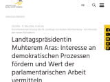 Vorschaubild: Landtagspräsidentin Muhterem Aras: Interesse an demokratischen Prozessen fördern und Wert der parlamentarischen Arbeit vermitteln