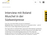 Vorschaubild: Interview mit Roland Muschel in der Südwestpresse
