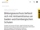 Vorschaubild: Bildungsausschuss befasst sich mit Antisemitismus an baden-württembergischen Schulen