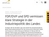Vorschaubild: FDP/DVP und SPD vermissen klare Strategie in der Industriepolitik des Landes