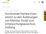 Vorschaubild: Vorsitzende Daniela Evers nimmt zu den Äußerungen von Minister Strobl zum Untersuchungsausschuss Stellung