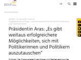 Vorschaubild: Präsidentin Aras: „Es gibt weitaus erfolgreichere Möglichkeiten, sich mit Politikerinnen und Politikern auszutauschen“