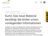 Vorschaubild: Kurtz: Das neue Material bestätigt die bisher schon vorliegenden Informationen